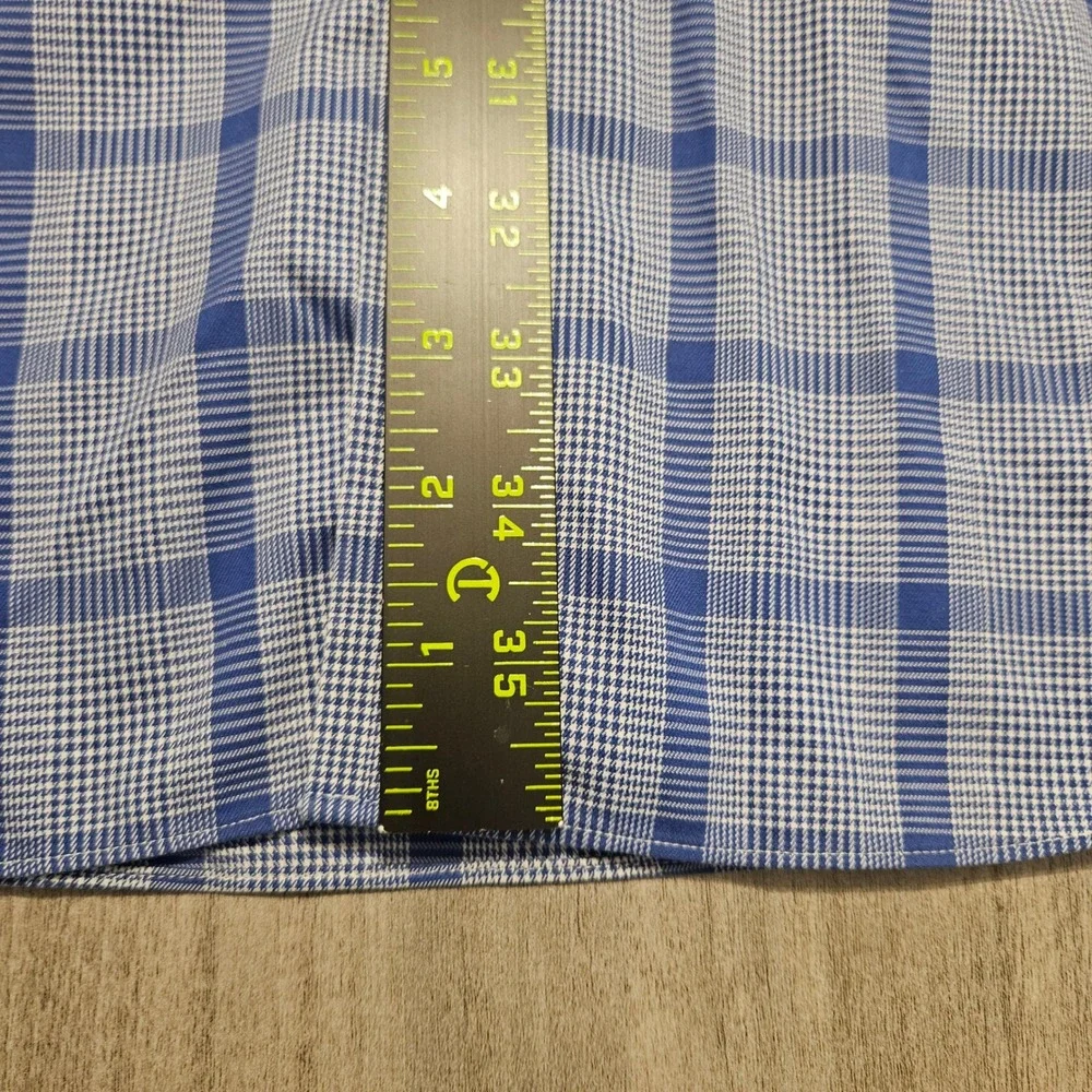 Brooks Brothers‎ Madison Dress Shirt Mens 20-36 Blue White Plaid Non-Iron Cotton